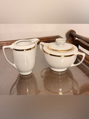 Antique porcelain Creamer & Suger-made in Czechoslovakia